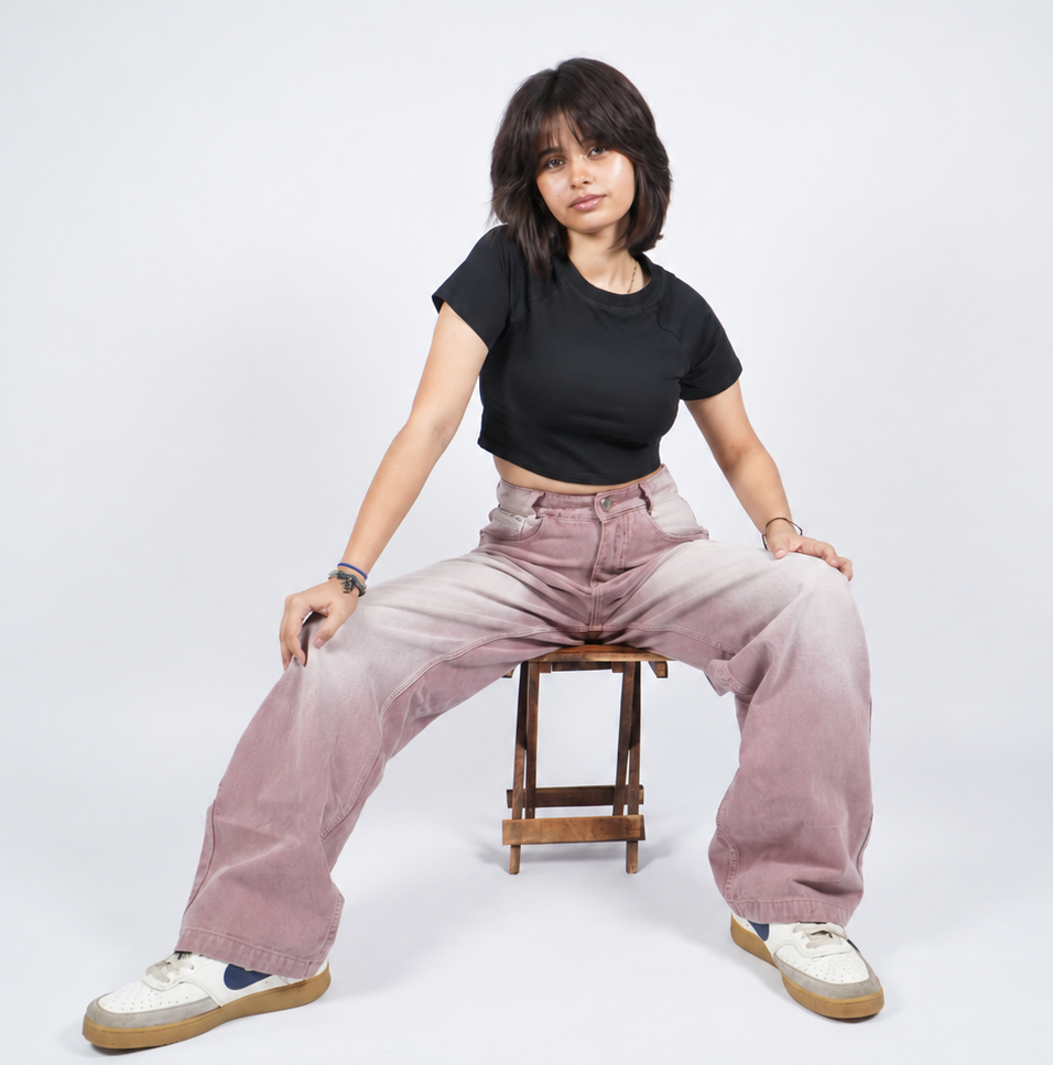 Rose Wash Unisex Wide-Leg Jeans