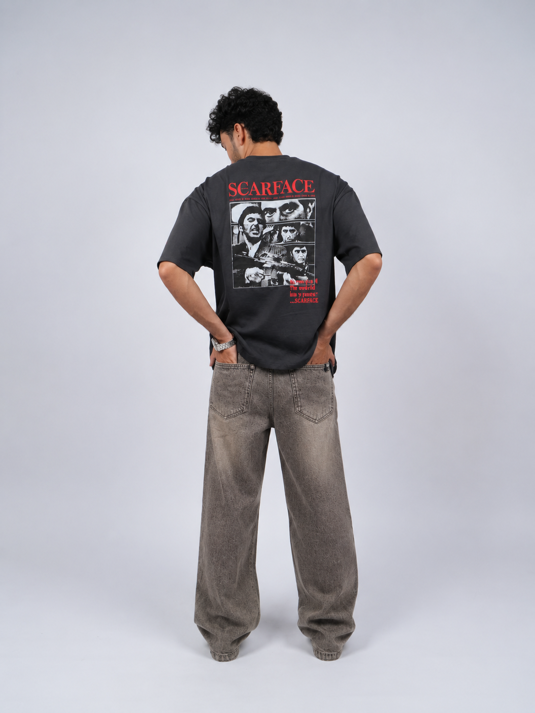 The Scarface Oversized Tee - Washed Black