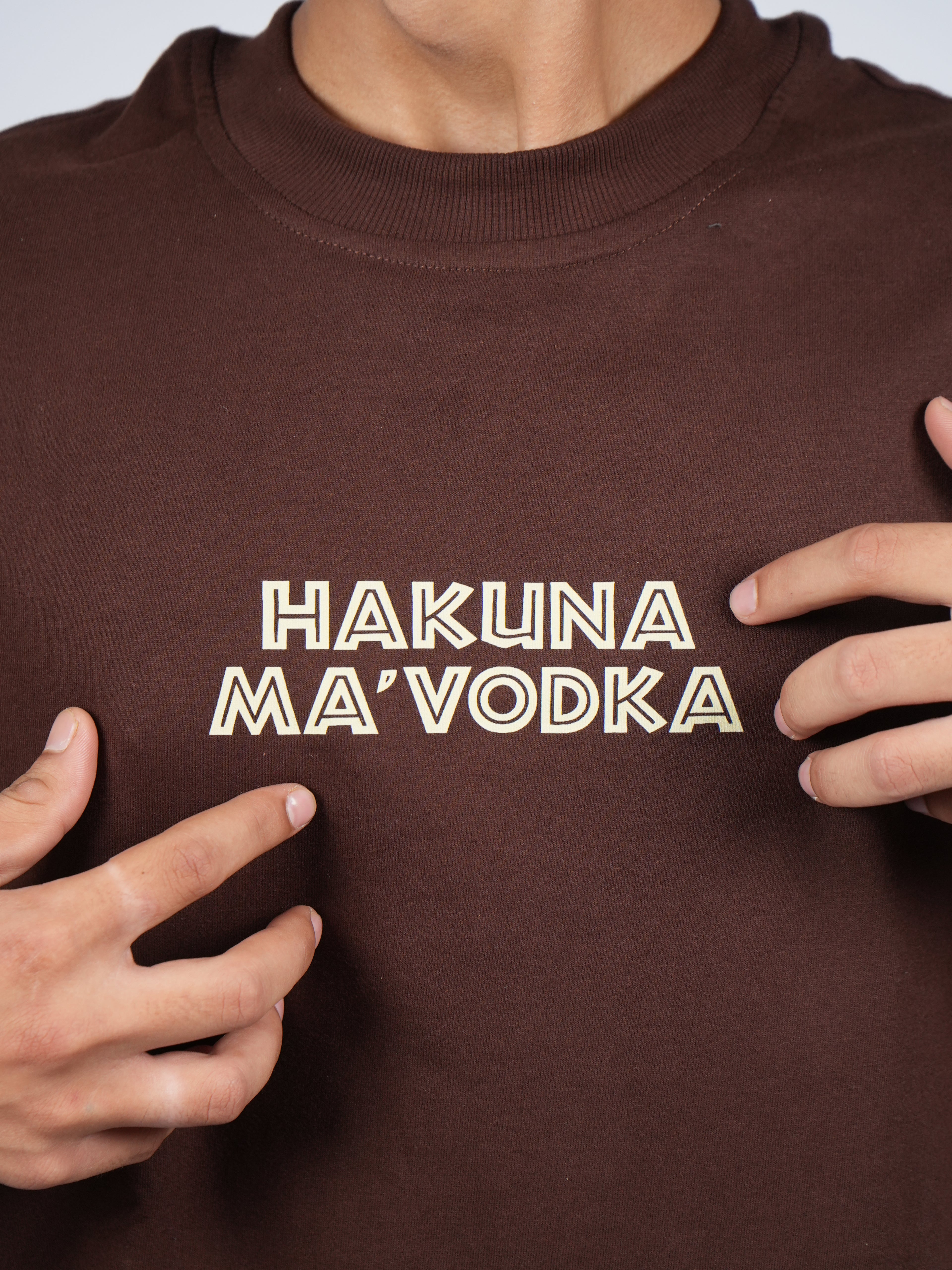 Hakuna Ma'Vodka Oversized Tee - Brown