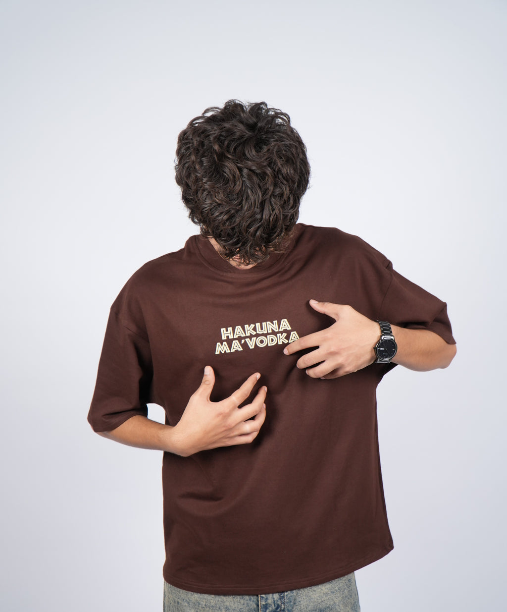Hakuna Ma'Vodka Oversized Tee - Brown