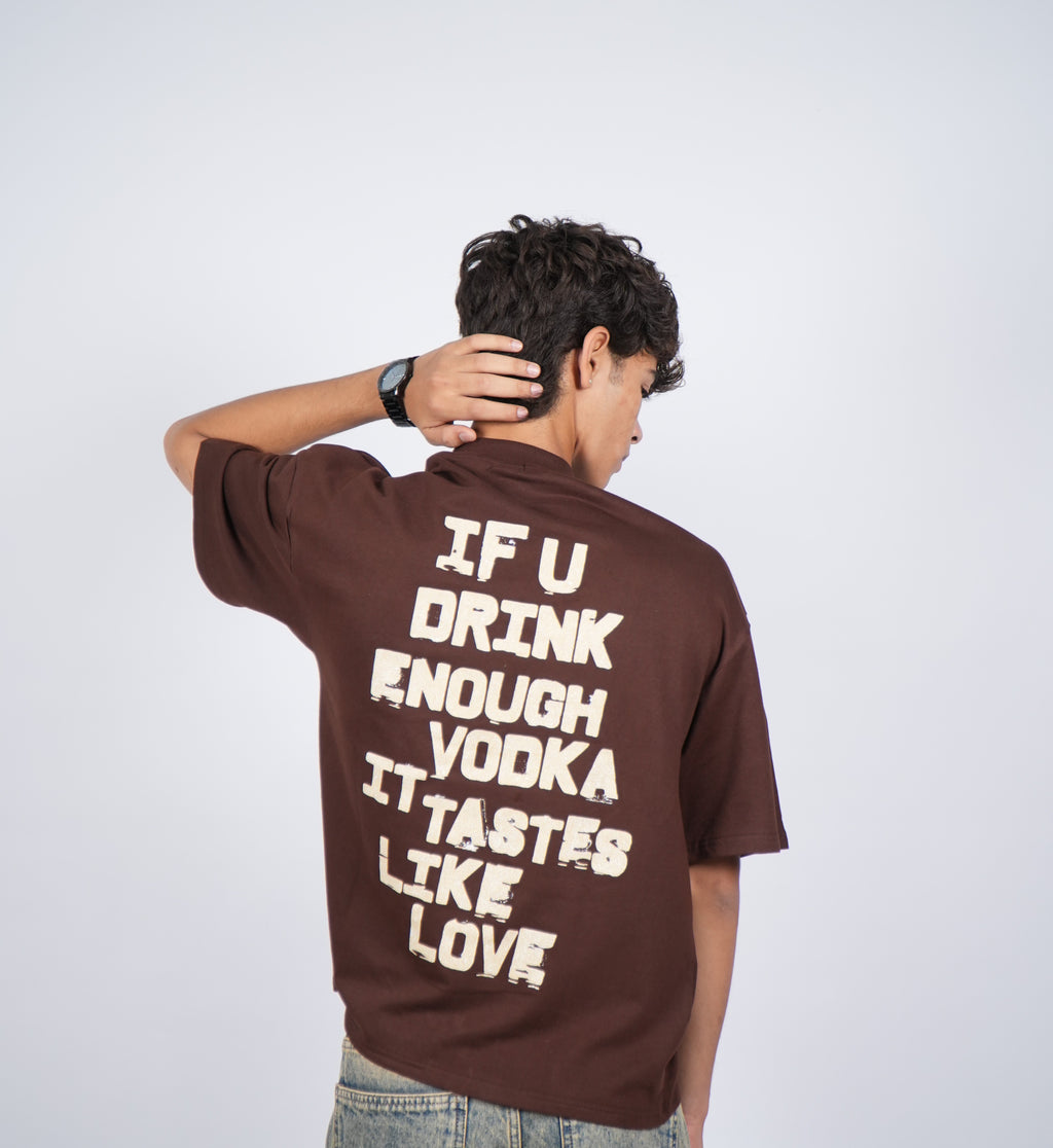 Hakuna Ma'Vodka Oversized Tee - Brown