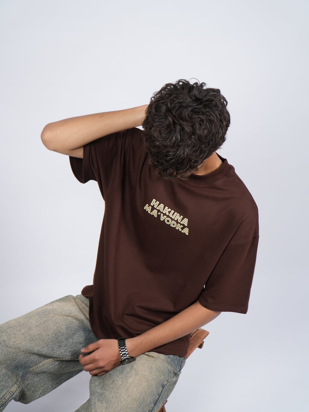 Hakuna Ma'Vodka Oversized Tee - Brown
