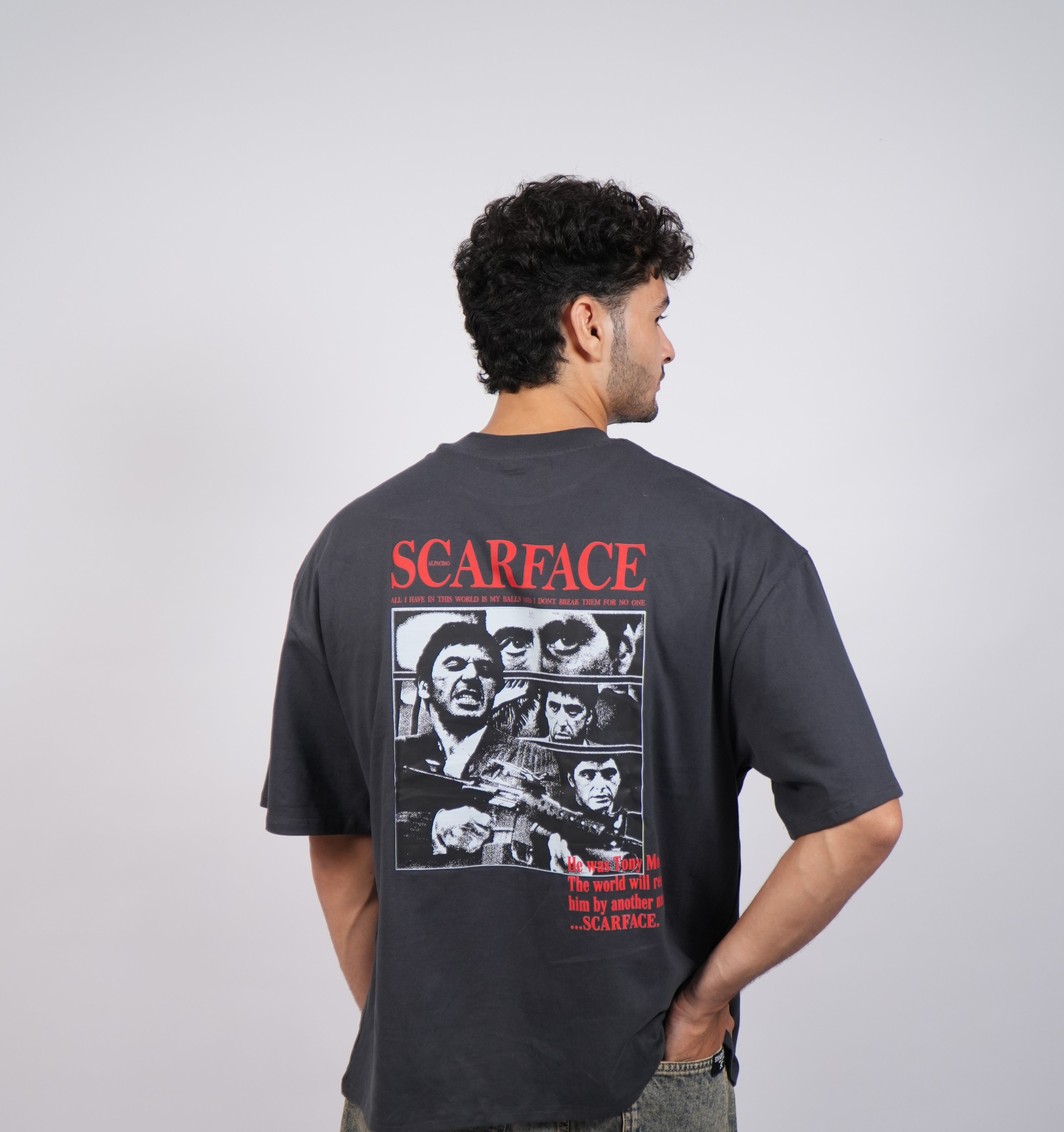 The Scarface Oversized Tee - Washed Black