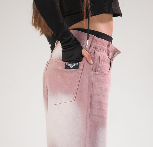 Rose Wash Unisex Wide-Leg Jeans