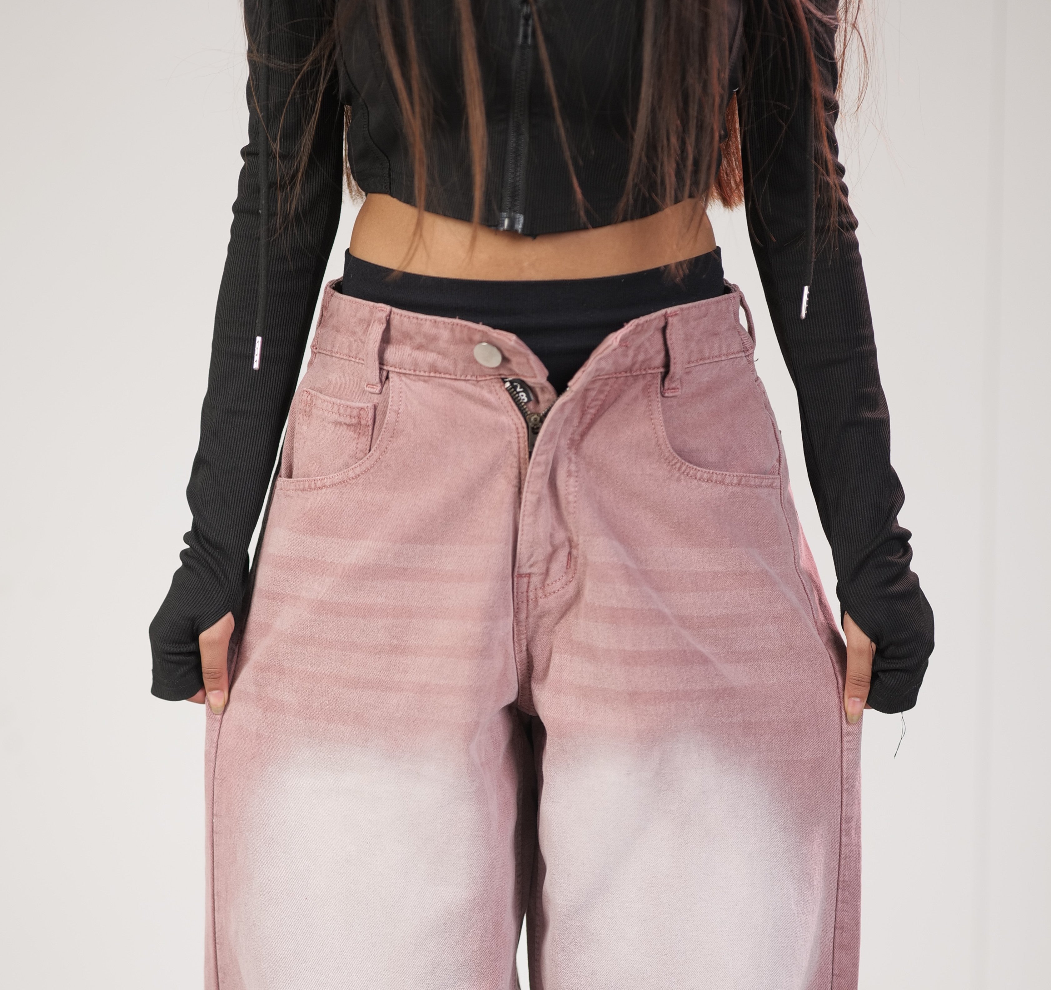 Rose Wash Unisex Wide-Leg Jeans