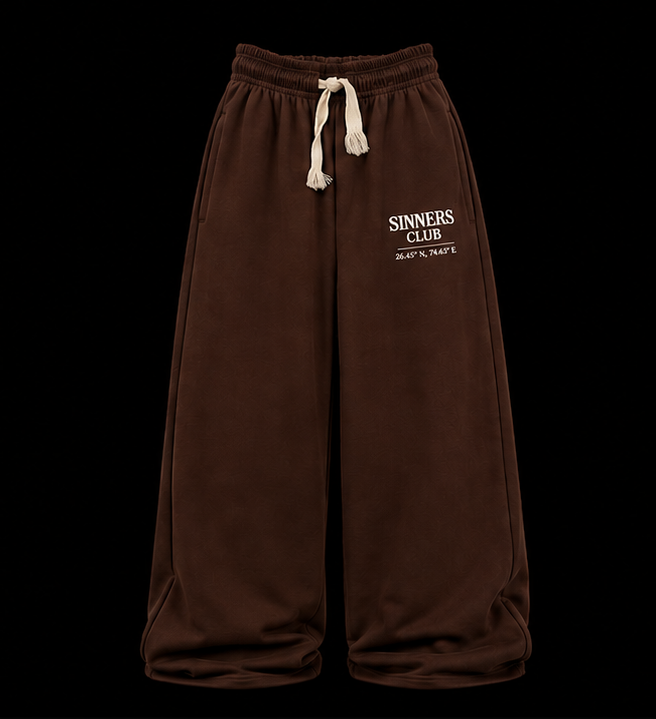Cigarettes After Regrets Wide Leg Joggers - Dark Brown