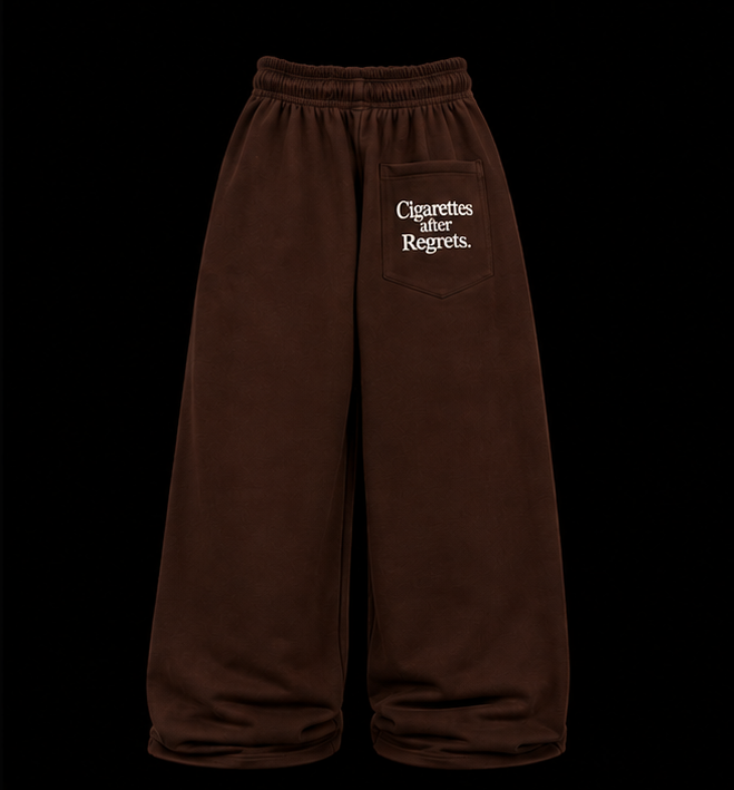 Cigarettes After Regrets Wide Leg Joggers - Dark Brown