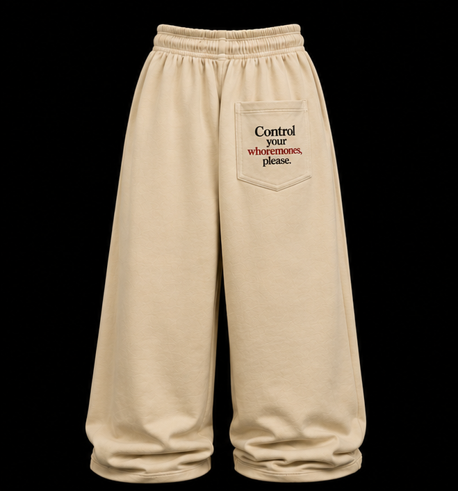 Control Your Whoremones Wide Leg Sweatpants - Cream