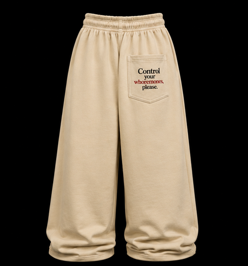 Control Your Whoremones Wide Leg Sweatpants - Cream